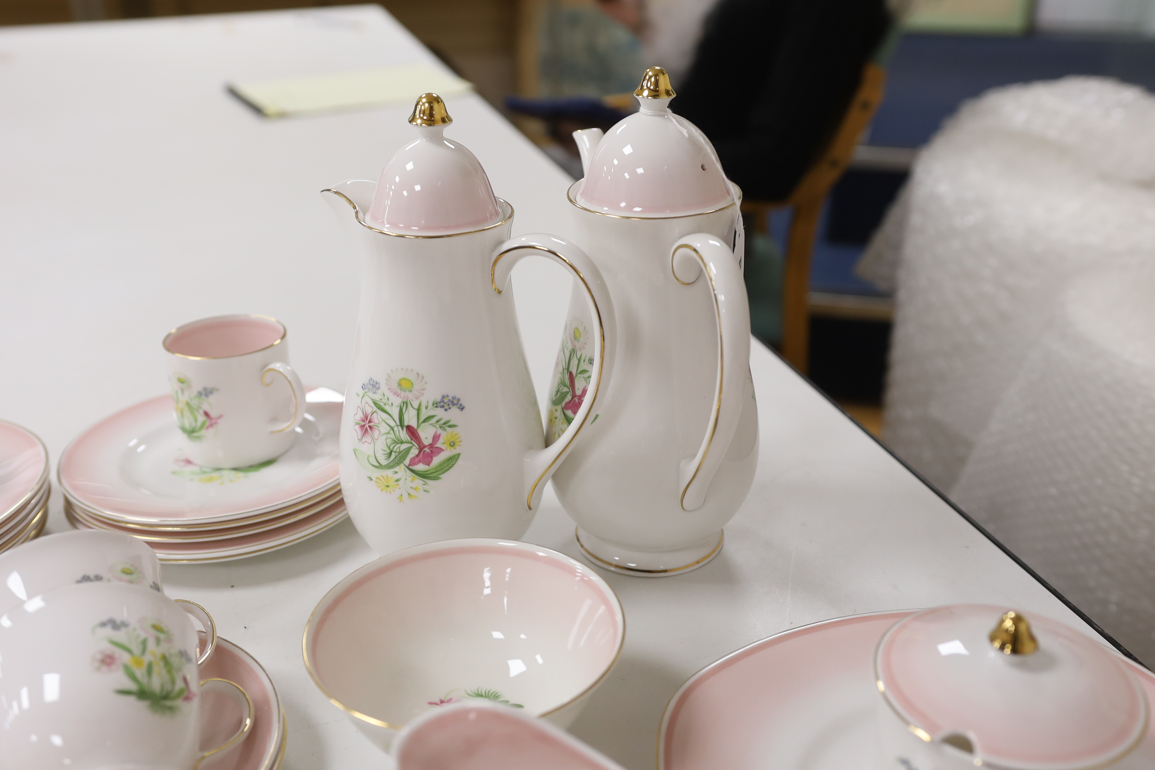 A Susie Cooper floral printed part tea and coffee set